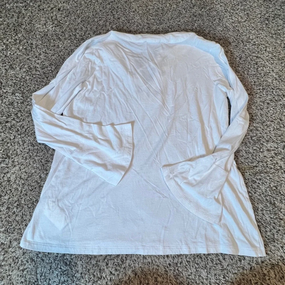Michael Kors Womens White Lace Up Bell Sleeve Top Petite Large‎ Cotton Modal